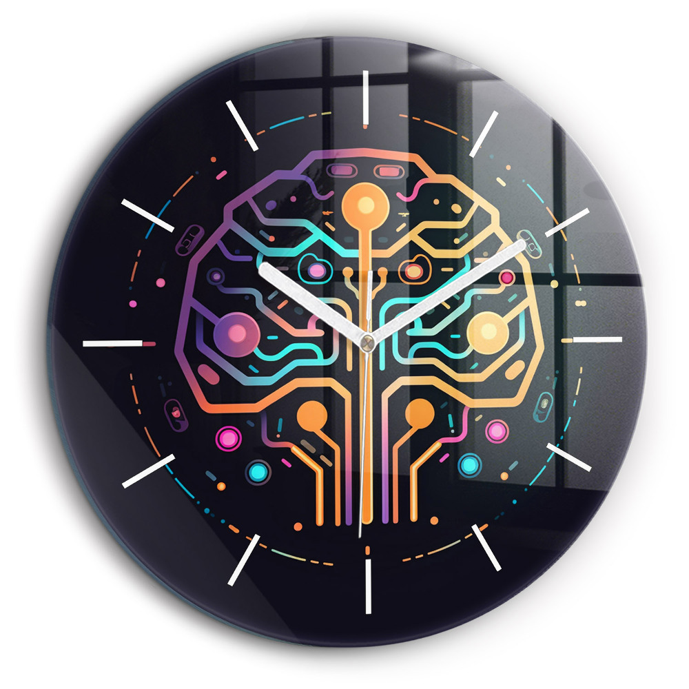 Pendule murale ronde 60 cm Abstraction colorée