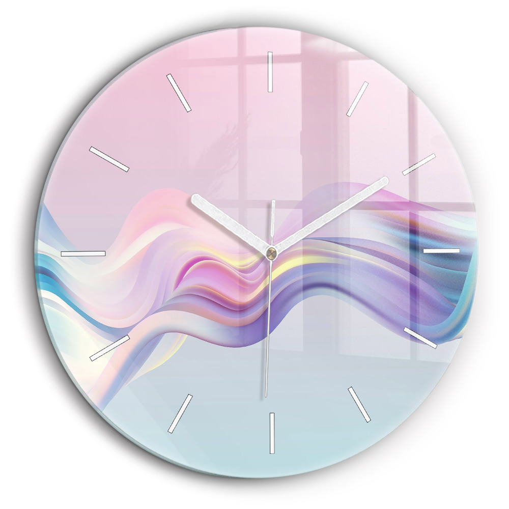 Horloge ronde murale 60 cm Abstraction de vagues au pastel