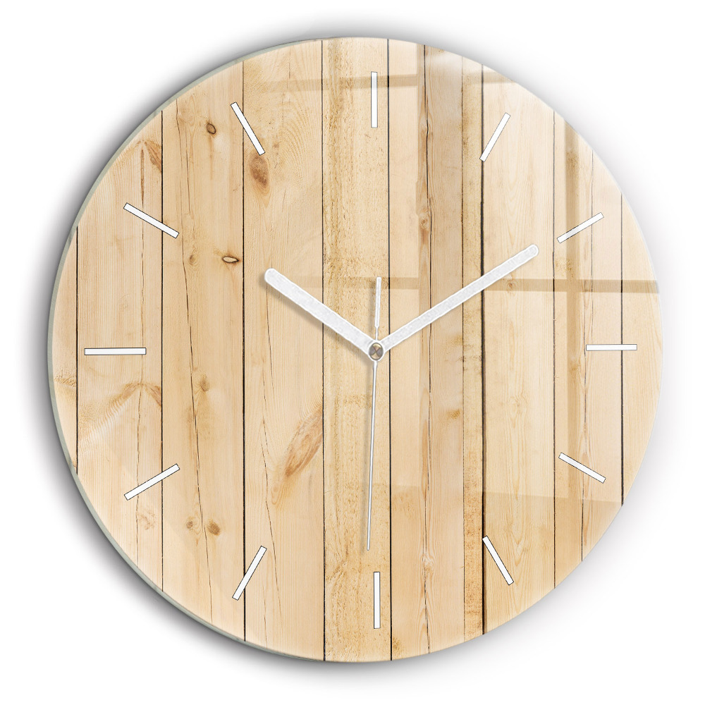 Pendule murale ronde 60 cm Planches de bois