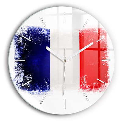 Horloge ronde en verre 60 cm Drapeau de la France