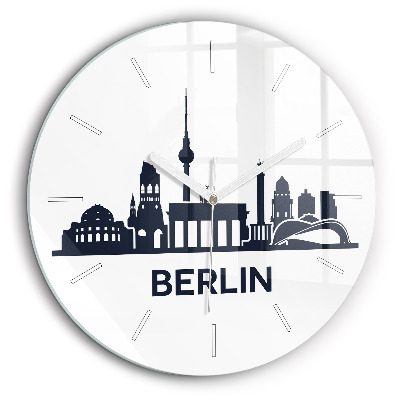 Horloge ronde en verre 60 cm Illustration de la ville de Berlin