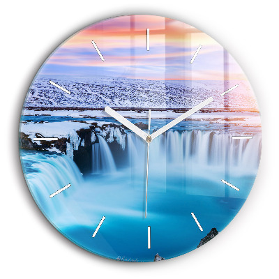 Horloge ronde 60 cm Chute d'eau Godafoss Islande