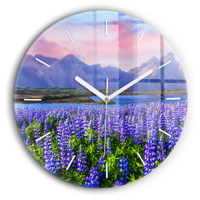 Horloge ronde 60 cm Vue d'une montagne en Islande