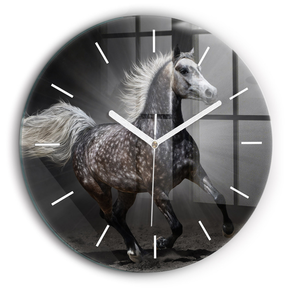 Pendule murale ronde 60 cm Cheval au galop