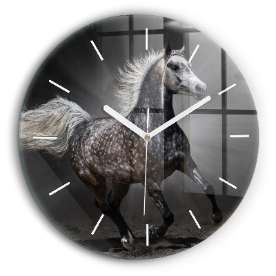 Pendule murale ronde 60 cm Cheval au galop