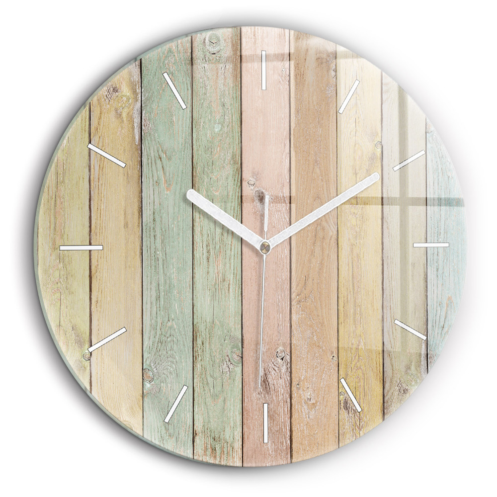 Horloge ronde murale 60 cm Planches colorées