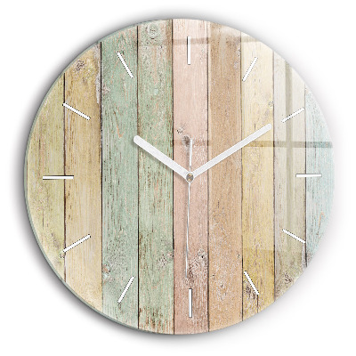 Horloge ronde murale 60 cm Planches colorées