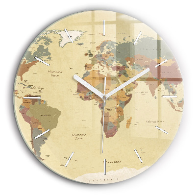 Pendule murale ronde 60 cm Carte du monde style vintage