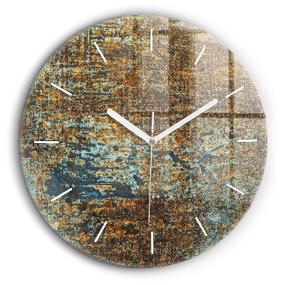 Horloge ronde en verre 60 cm Texture vieux métal