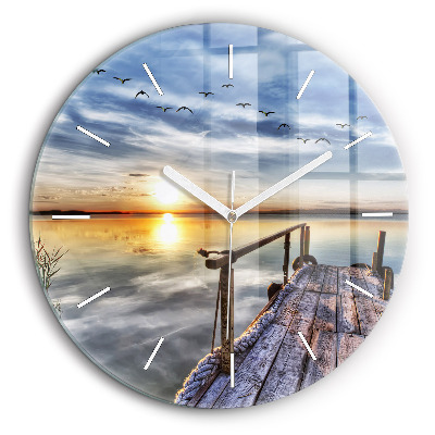Horloge ronde 60 cm Lac au coucher du soleil
