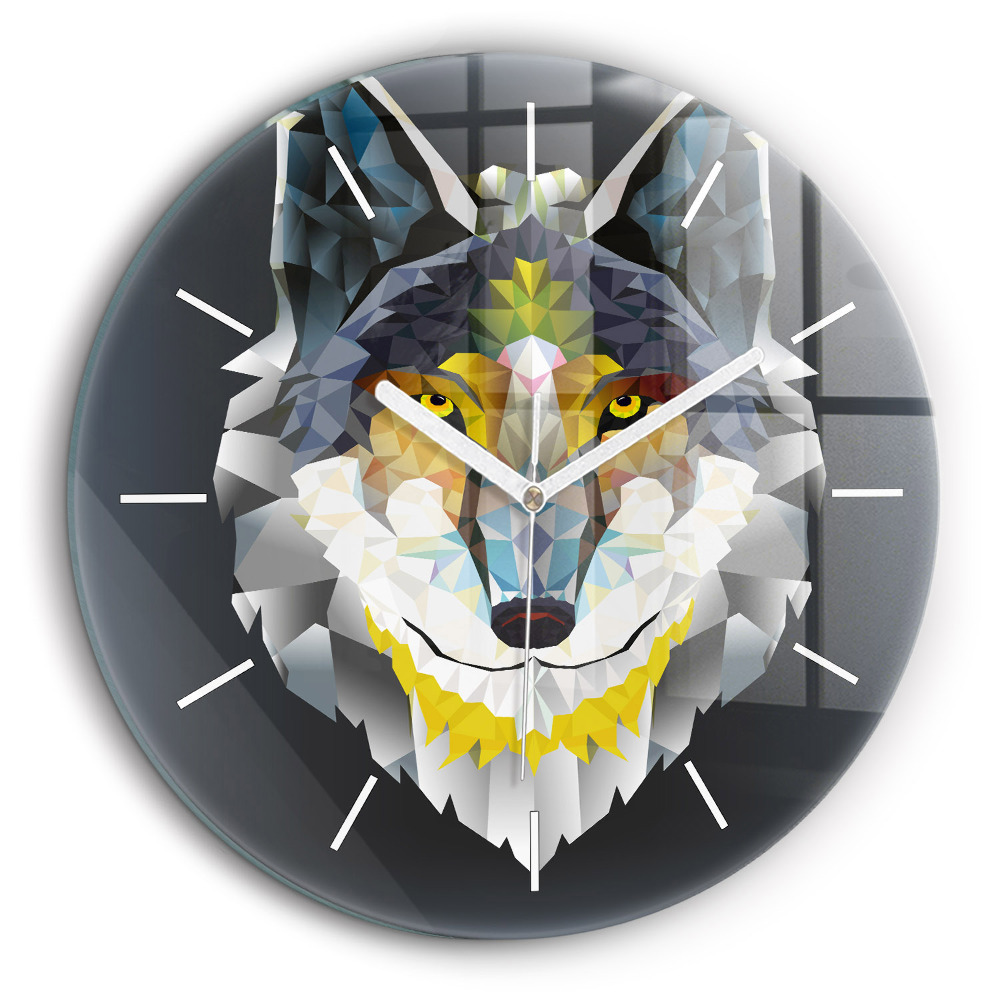 Horloge ronde murale 60 cm Tête de loup