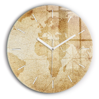 Horloge ronde murale 60 cm Carte du monde ancienne