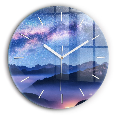 Horloge ronde 60 cm Voie lactée et montagnes