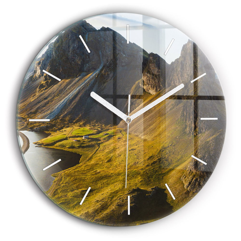 Pendule murale ronde 60 cm Route en Islande