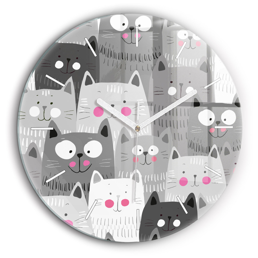Horloge ronde 60 cm Motif avec des chats