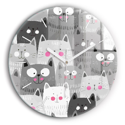 Horloge ronde 60 cm Motif avec des chats