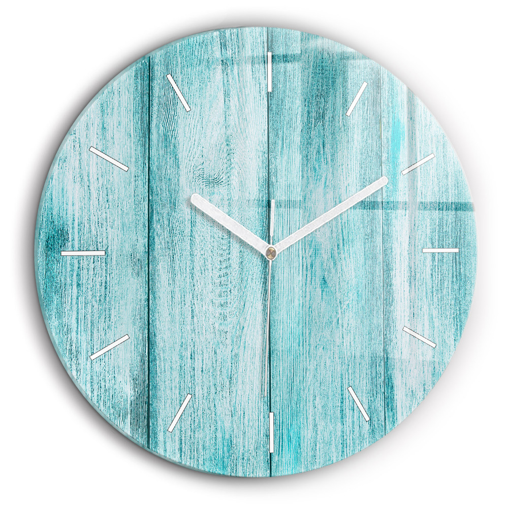 Horloge ronde murale 60 cm Vieux bois bleu