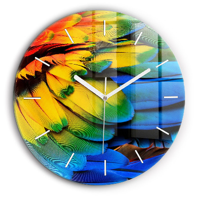 Horloge ronde en verre 60 cm Ailes d'oiseaux colorées