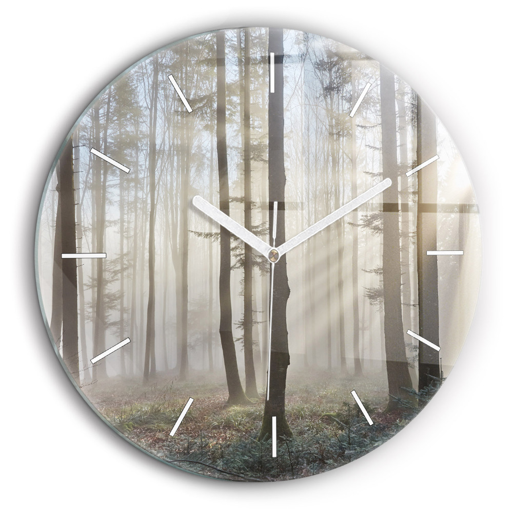 Horloge ronde 60 cm Forêt dans la brume