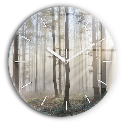 Horloge ronde 60 cm Forêt dans la brume