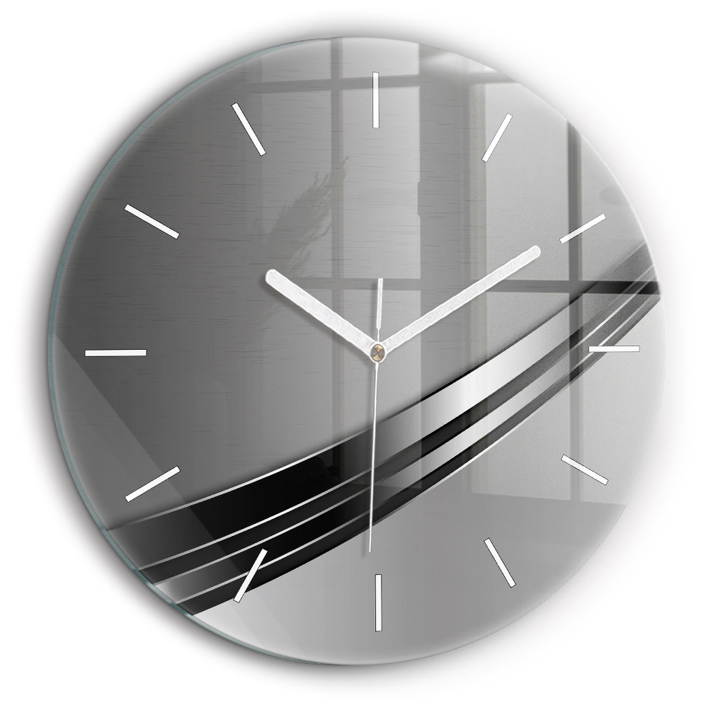 Horloge ronde en verre 60 cm Lignes argentées