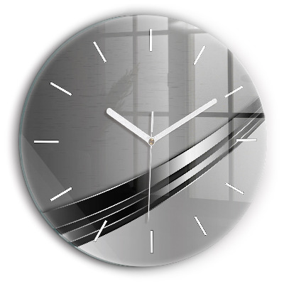 Horloge ronde en verre 60 cm Lignes argentées