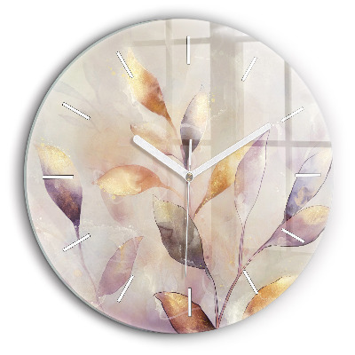Horloge ronde 60 cm Feuilles abstraites boho