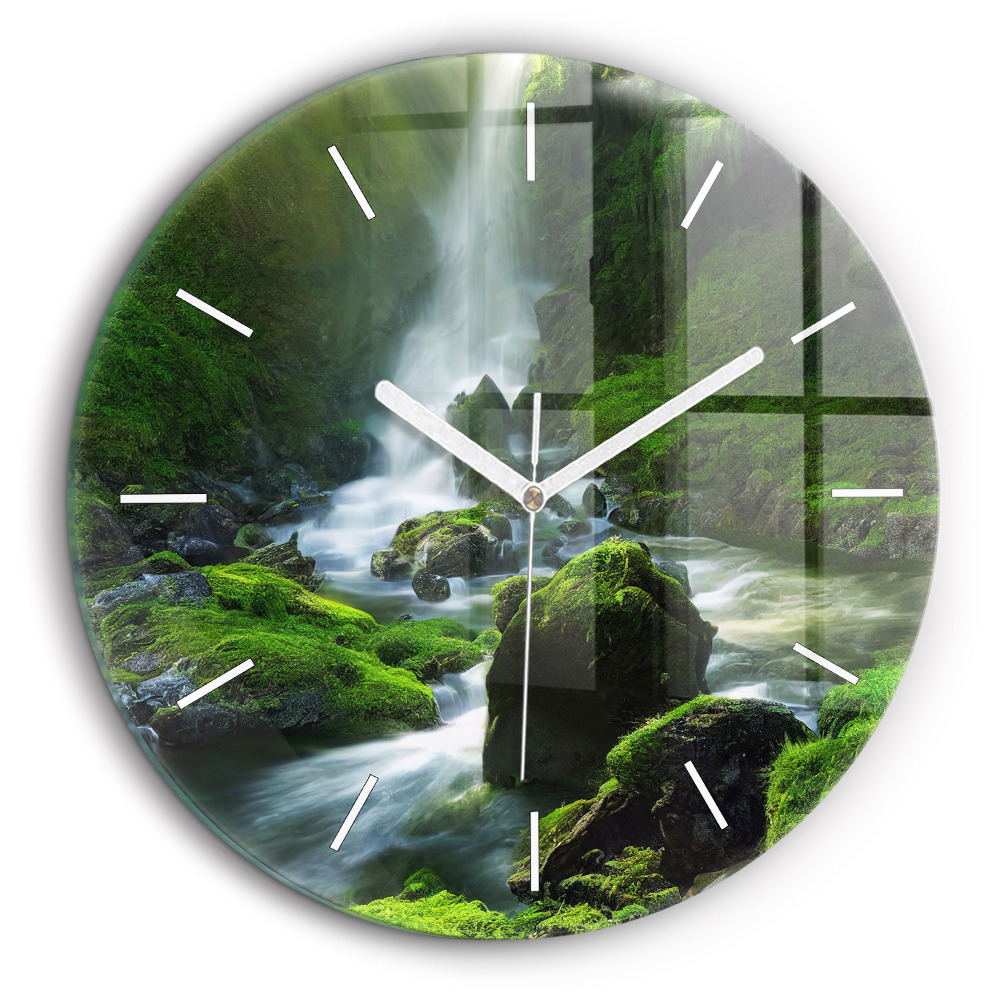 Horloge ronde murale 60 cm Cascade et rochers