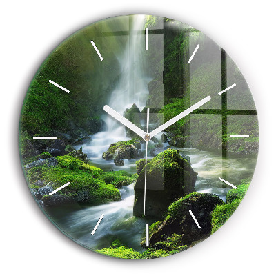 Horloge ronde murale 60 cm Cascade et rochers