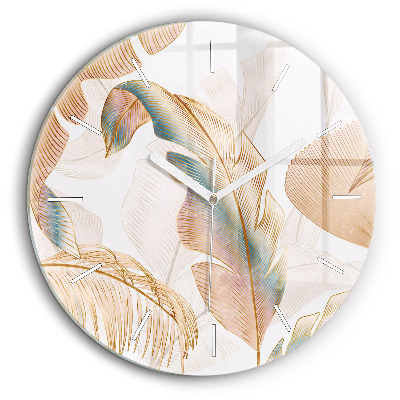 Horloge ronde murale 60 cm Motif de feuilles de la nature