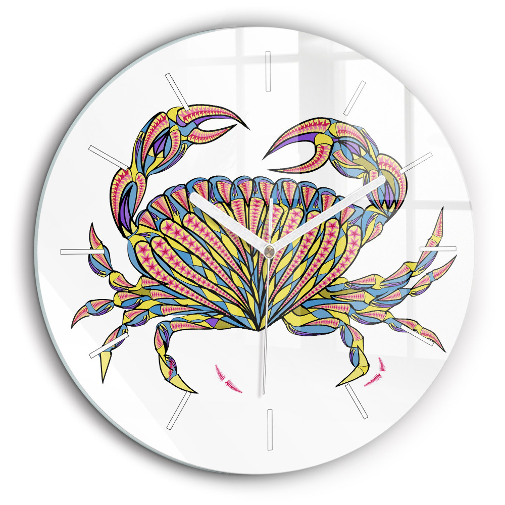 Horloge ronde en verre 60 cm Crabe ethnique