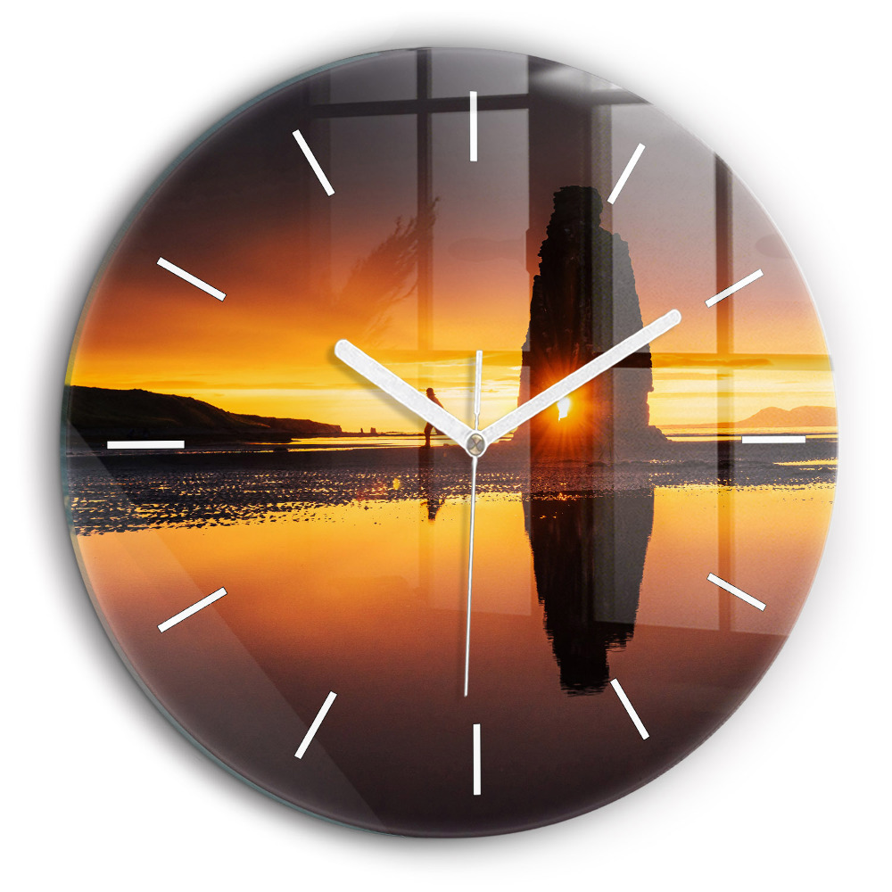 Horloge ronde 60 cm Coureur et coucher de soleil