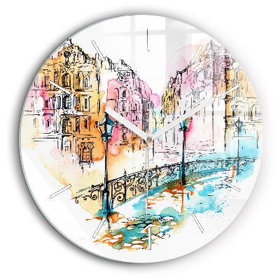 Pendule murale ronde 60 cm Architecture peinte