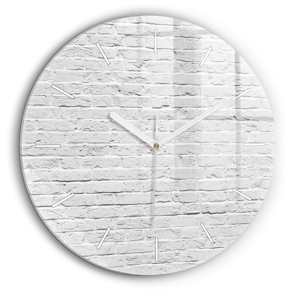 Horloge ronde en verre 60 cm Mur de briques claires