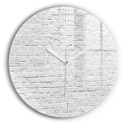 Horloge ronde en verre 60 cm Mur de briques claires