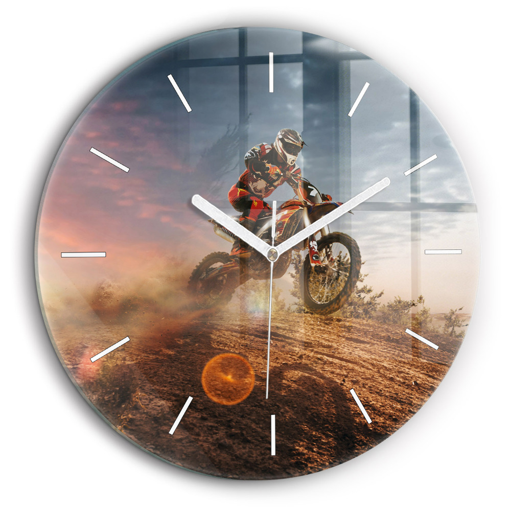 Pendule murale ronde 60 cm Homme sur une moto