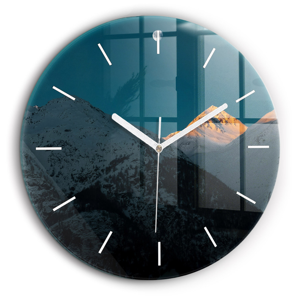 Horloge ronde murale 60 cm Coucher de soleil dans les montagnes