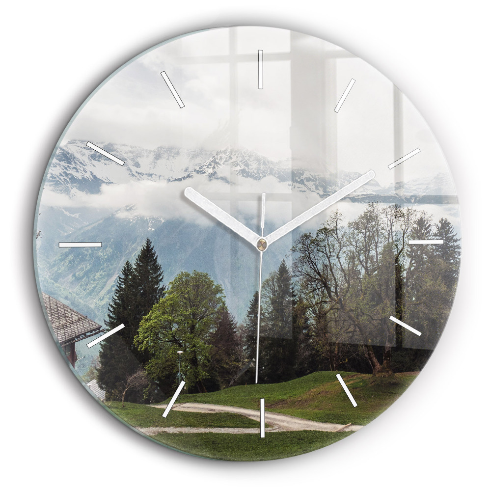 Horloge ronde 60 cm Vue sur les montagnes
