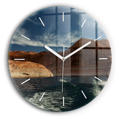 Pendule murale ronde 60 cm Personne sur des skis nautiques