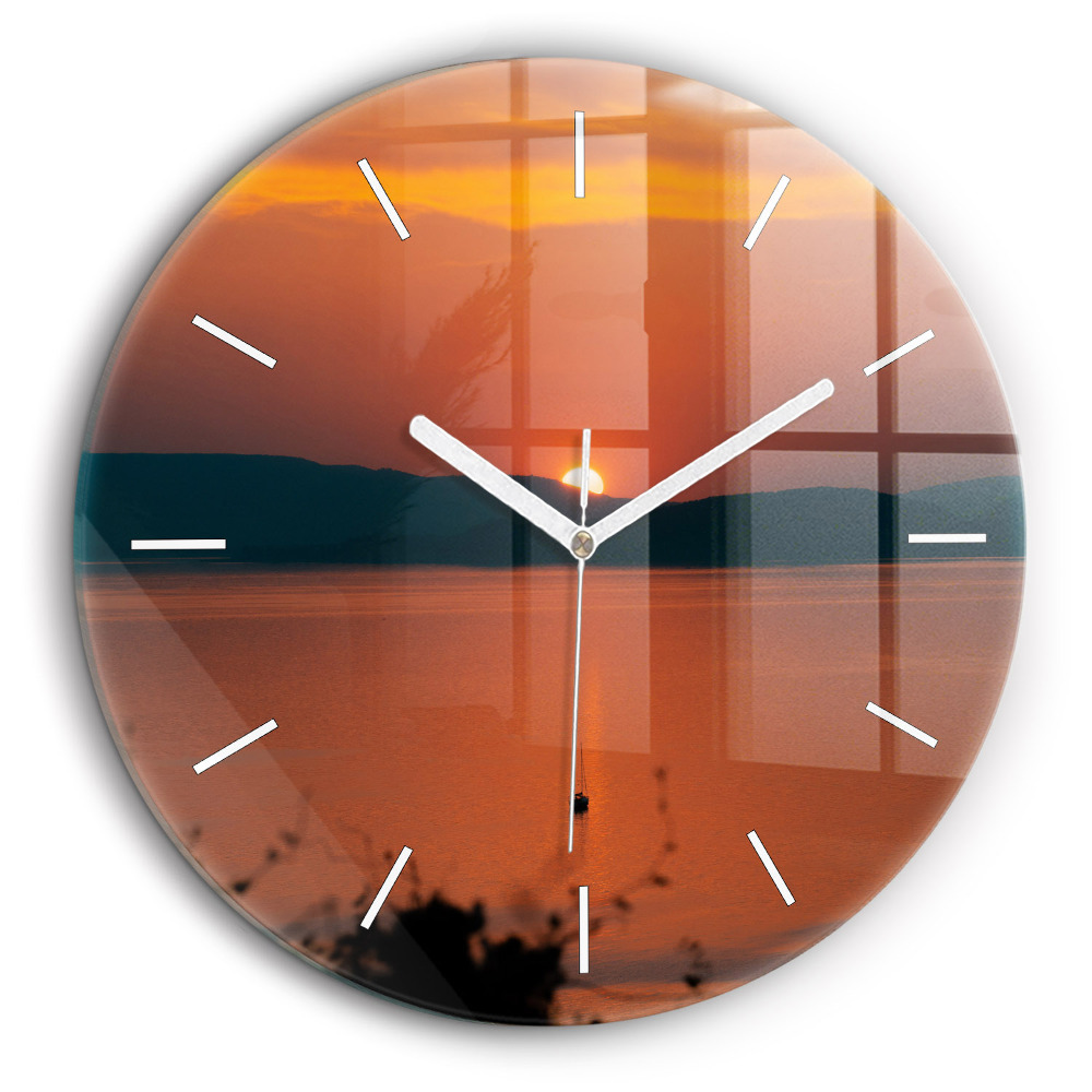 Pendule murale ronde 60 cm Lac Balaton le soir