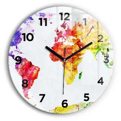 Carte du monde à l'aquarelle Pendule murale ronde 60 cm