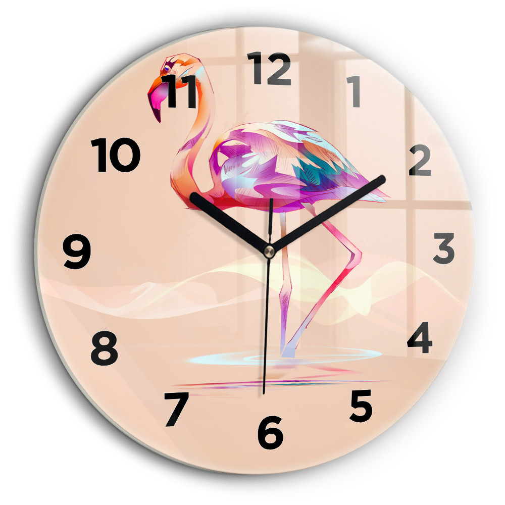 Illustration d'un flamant rose Pendule murale ronde 60 cm
