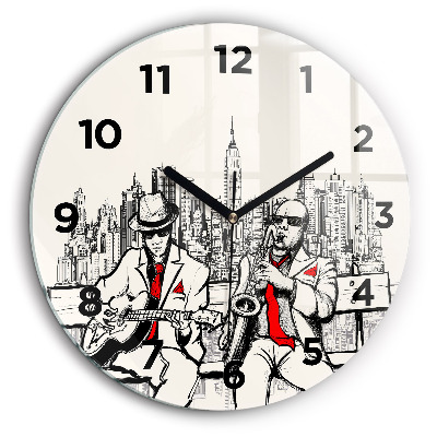 Jazz à New York Horloge ronde en verre 60 cm