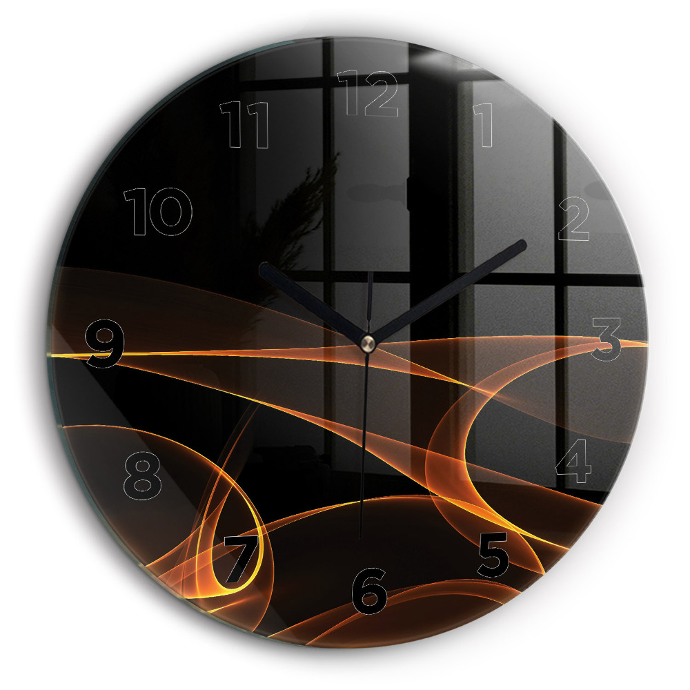 Lignes orange Horloge ronde murale 60 cm