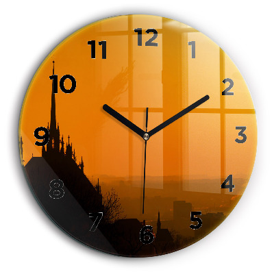 Vue de la cathédrale de Brno Pendule murale ronde 60 cm