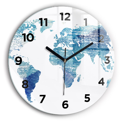 Carte du monde Horloge ronde en verre 60 cm