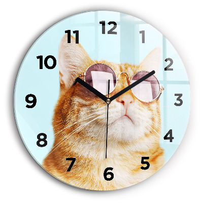 Chat amusant avec des lunettes Horloge ronde 60 cm