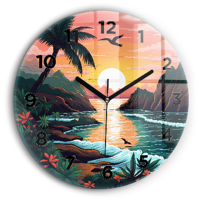 Coucher de soleil de conte de fées Pendule murale ronde 60 cm
