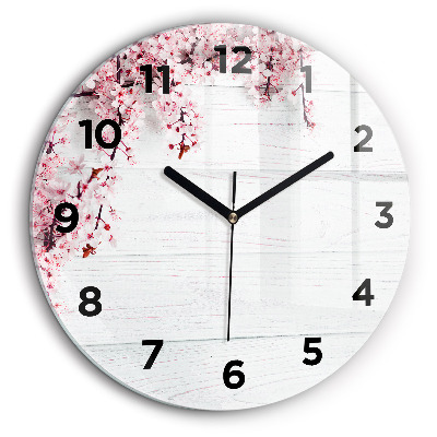 Fleurs de printemps Horloge ronde en verre 60 cm