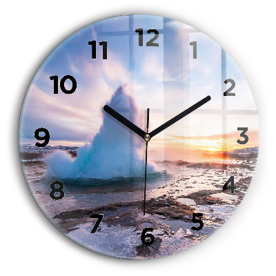 Geyser sur l'île d'Islande Horloge ronde murale 60 cm